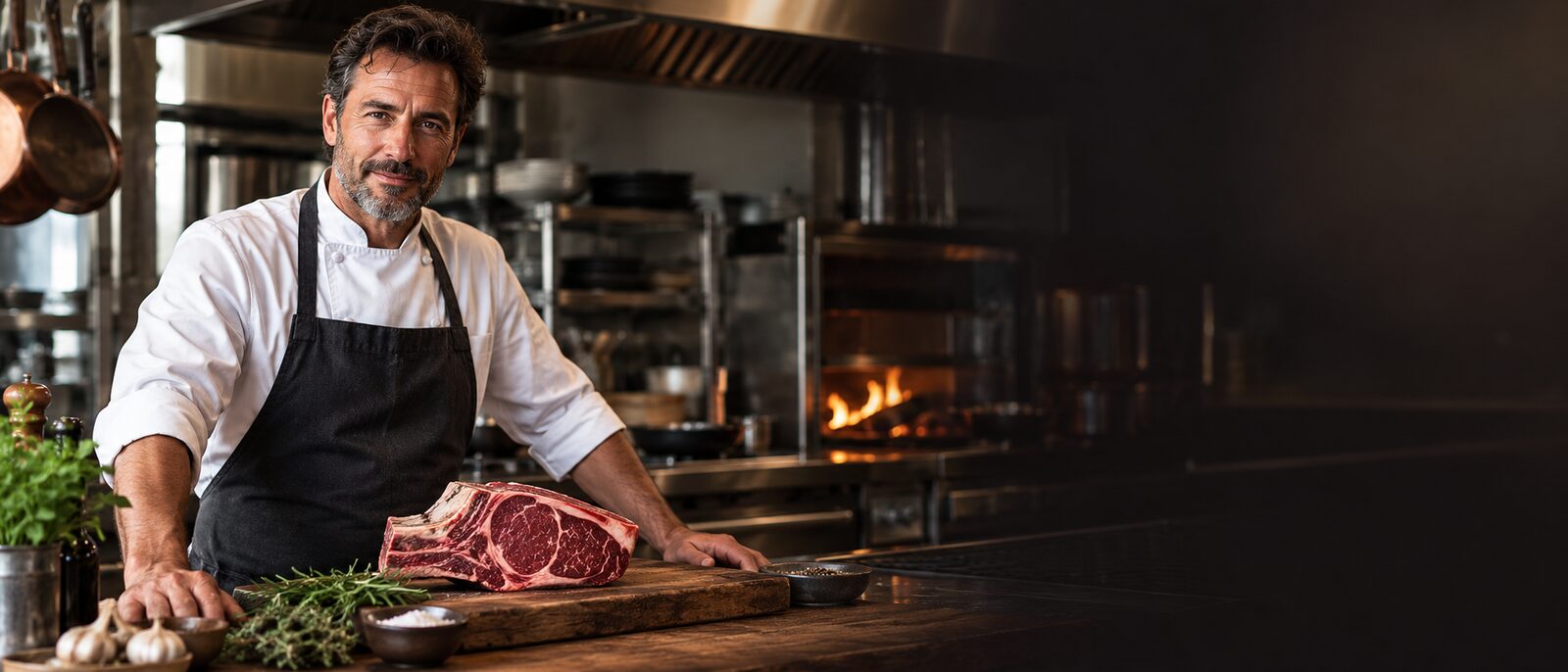 Cocinero en una cocina profesional